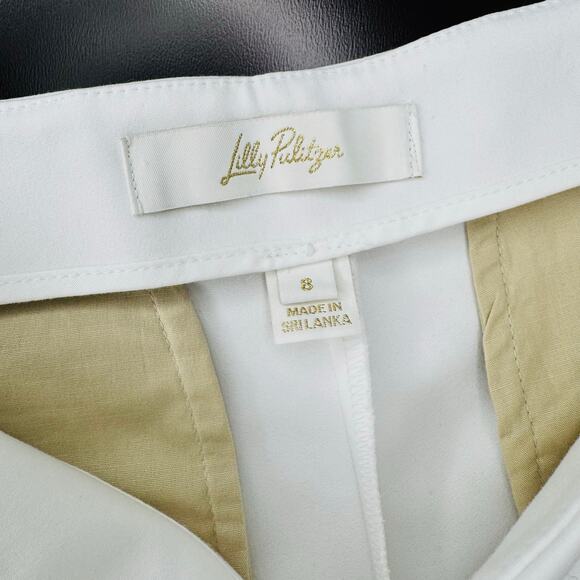 Lilly Pulitzer Ellamarie White Dress Pants 8 Wide-Leg Side-Zip Stretch Trousers - Picture 13 of 14